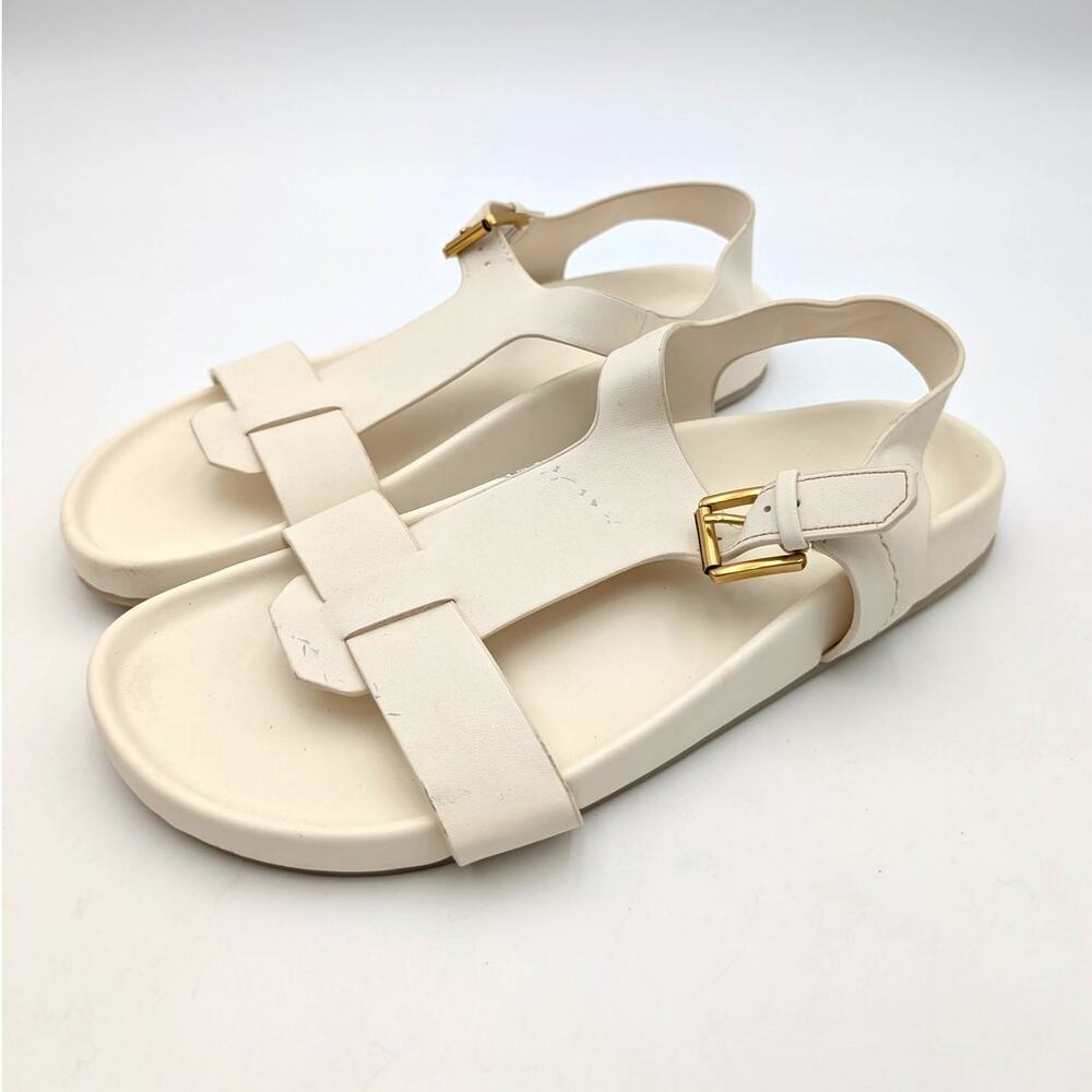 Franco Sarto Bellamy Buckle Sandals Women's Cream White Size US9M EU40